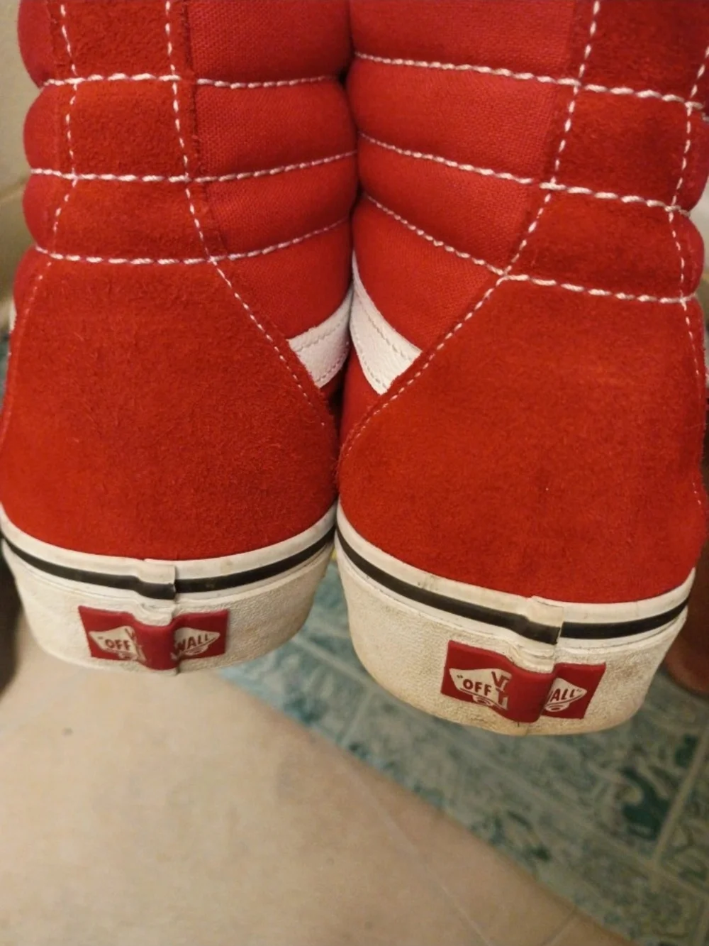 Vans Red High-Top Sneakers with White Details